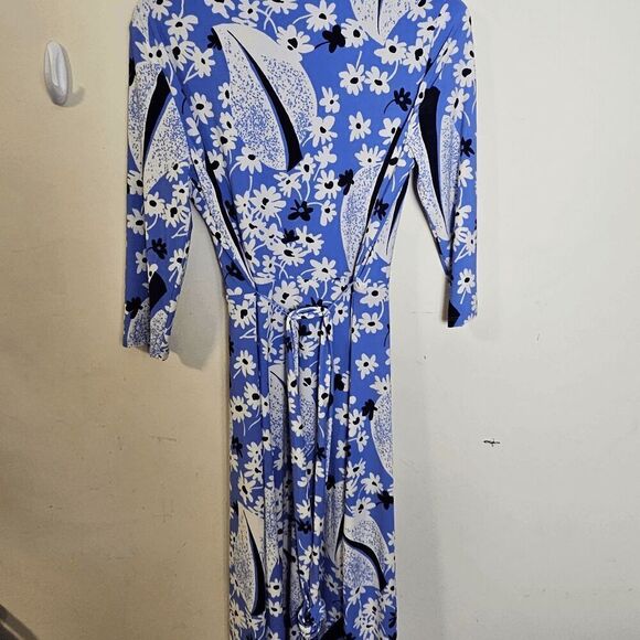 Ralph Lauren Floral Surplice Jersey Dress NWT Women's Blue/Cream Size 8 - Picture 3 of 7